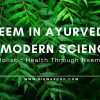 Green neem leaves background with text “Neem in Ayurveda & Modern Science – Holistic Health Through Neem” and Dr BRC Clinics & Hospitals logo displayed.